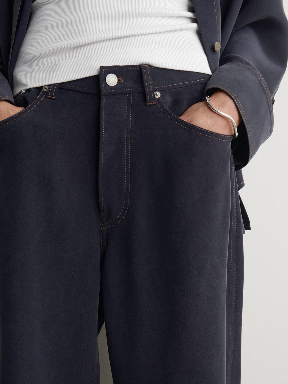 COS Wide-Leg Trousers in Dark Navy - Picture 5 of 11